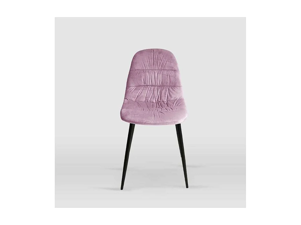 Pack de 4 sillas modelo WEI tapizadas en terciopelo rosa, 45cm(ancho ) 87cm(altura) 54.5cm