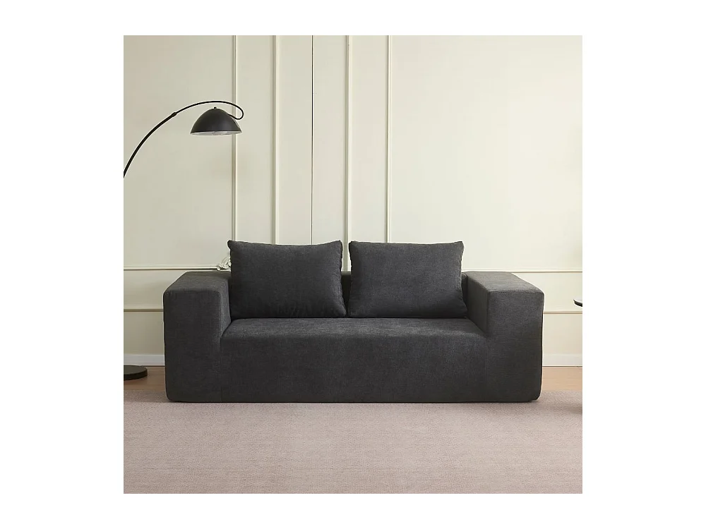 Divano sottovuoto 3 posti Kelly in tessuto grigio scuro con imbottitura in schiuma 200x100x76H