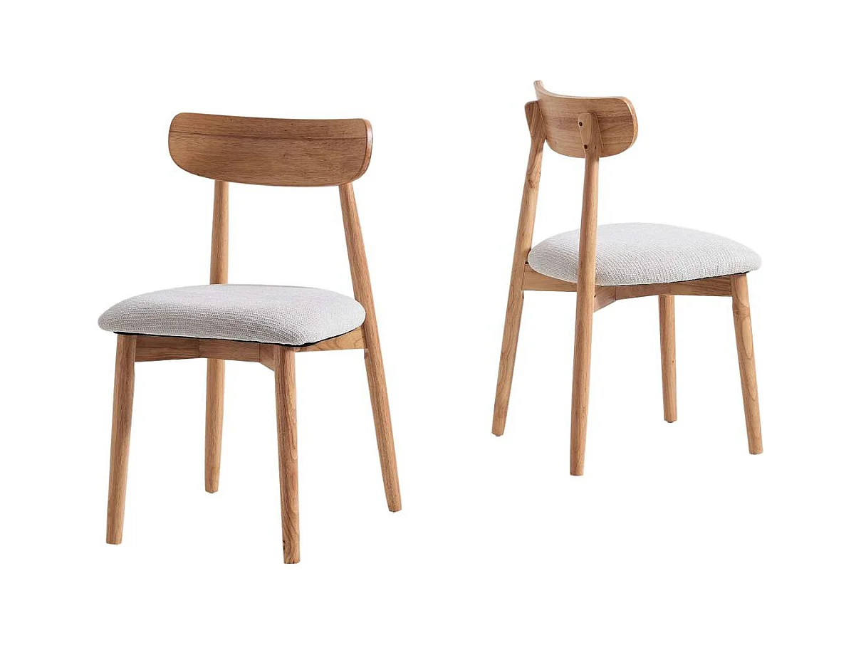 Pack de 2 sillas para cocina o comedor Shia tapizado textil beige/natural, 83cm(alto) 49cm