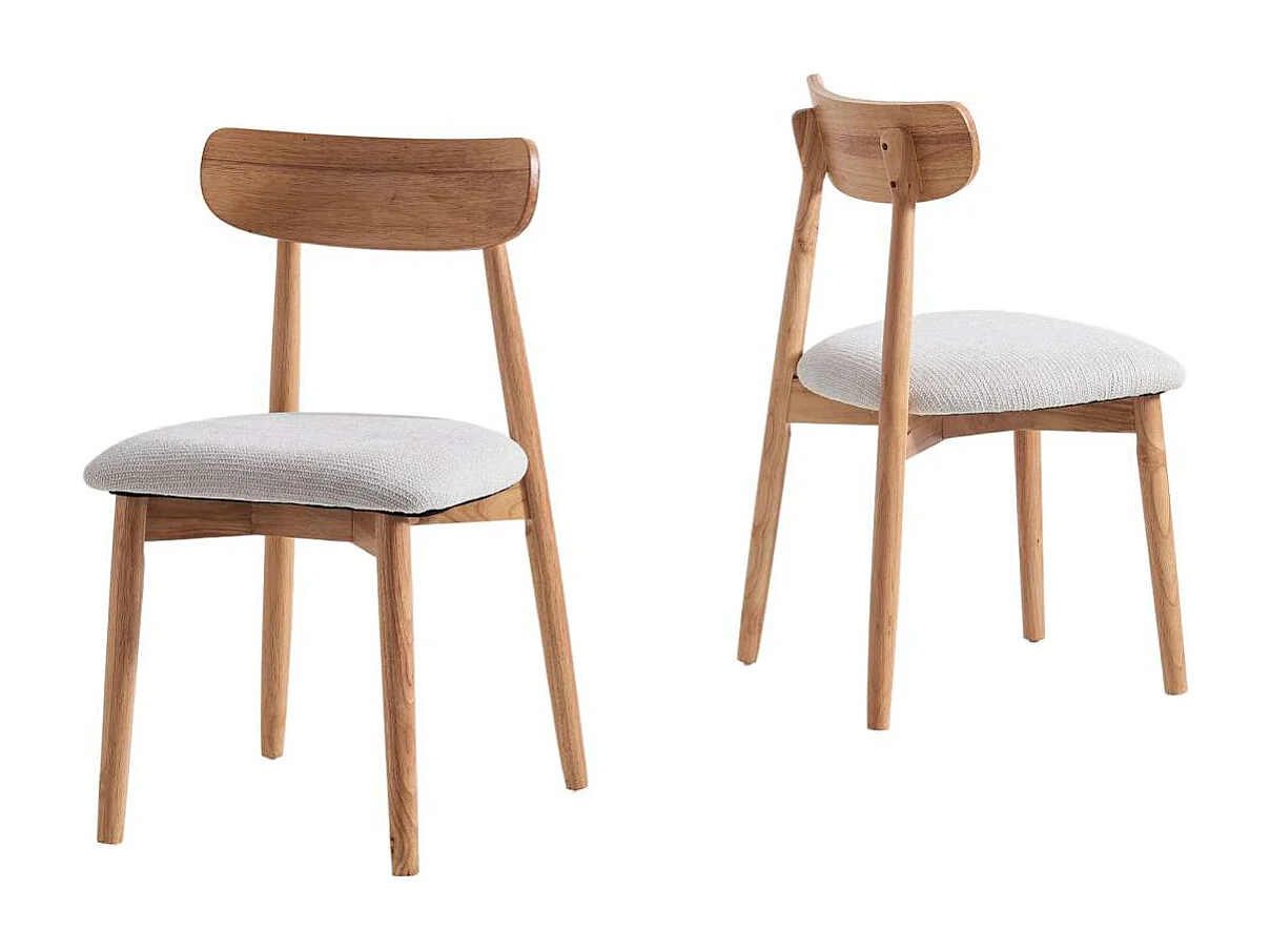 Pack de 2 sillas para cocina o comedor Shia tapizado textil beige/natural, 83cm(alto) 49cm