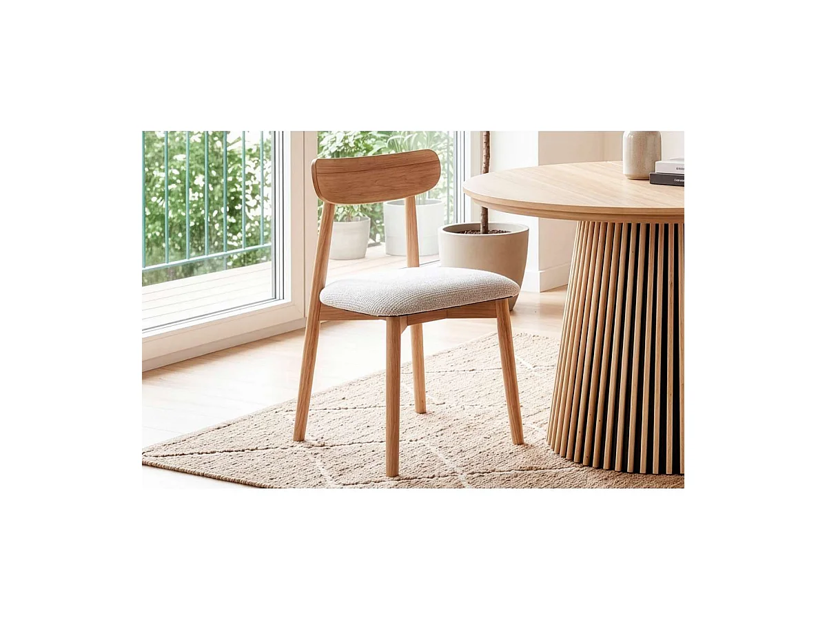 Pack de 2 sillas para cocina o comedor Shia tapizado textil beige/natural, 83cm(alto) 49cm
