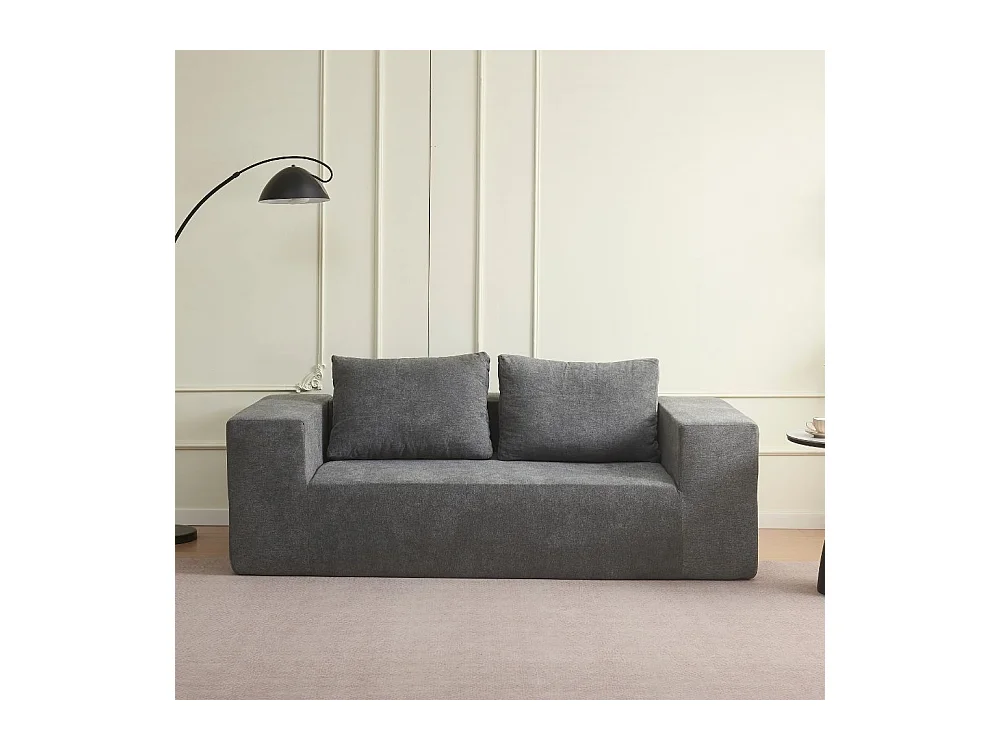 Divano sottovuoto 3 posti Kelly in tessuto grigio chiaro con imbottitura in schiuma 200x100x76H