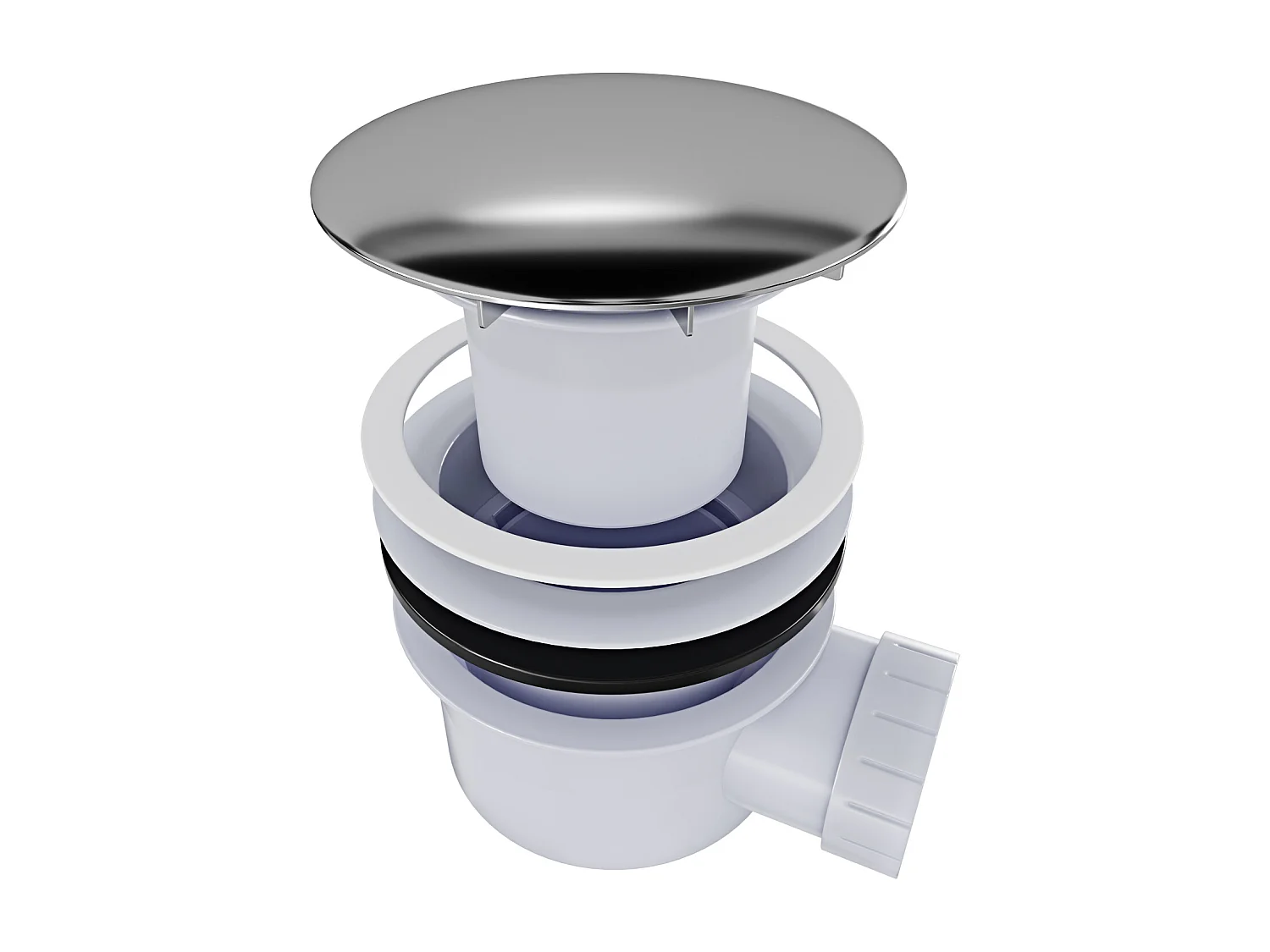 Piletta Doccia Ø 90 mm Con Coperchio Cromato Ispezionabile Scarico Per Piatto Doccia Slim E Standard Facile Da Montare Bianco e Argento