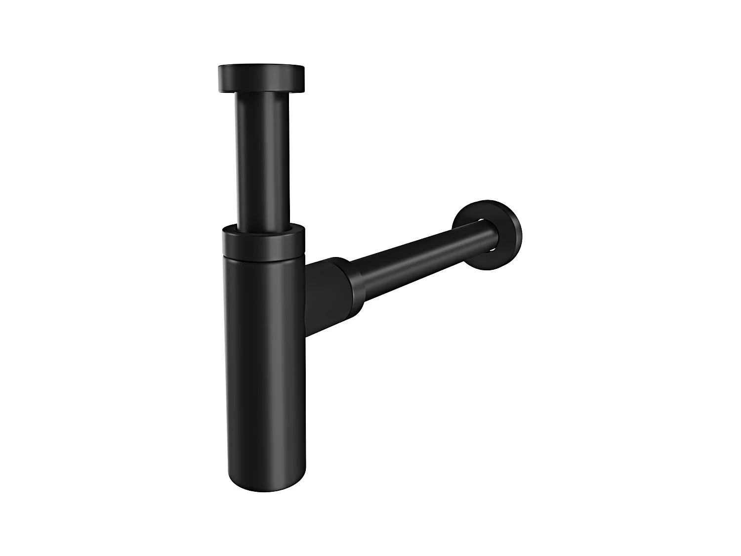 Sifone Di Scarico Tondo Universale In Ottone Nero Opaco Scarico Lavabo 1"1\/4 G Altezza 12,5 Cm Bagno Elegante E Resistente Contro Cattivi Odori