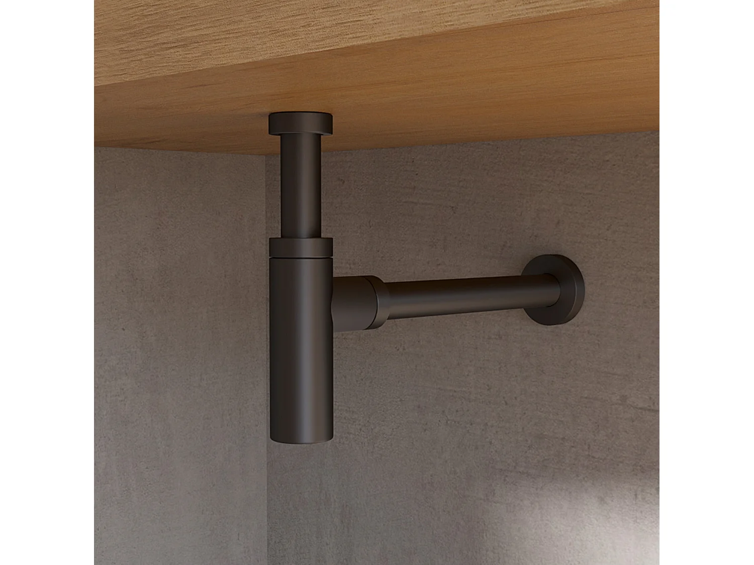 Sifone Di Scarico Tondo Universale In Ottone Nero Opaco Scarico Lavabo 1"1/4 G Con Altezza 12,5 Cm Profondità 32 Cm Accessorio Bagno Resistente Contro Cattivi Odori