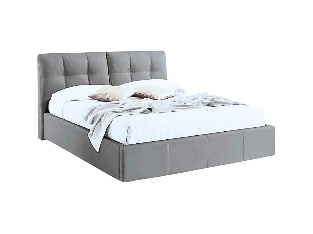 Letto matrimoniale con contenitore Melia tessuto grigio