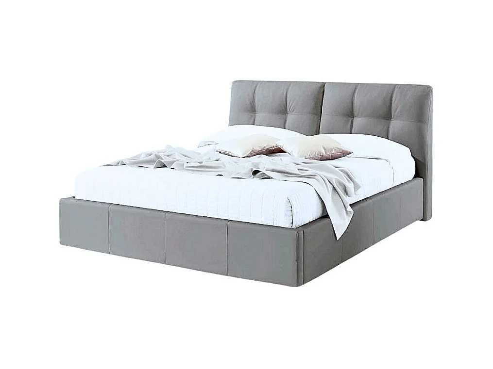 Letto matrimoniale con contenitore Melia tessuto grigio