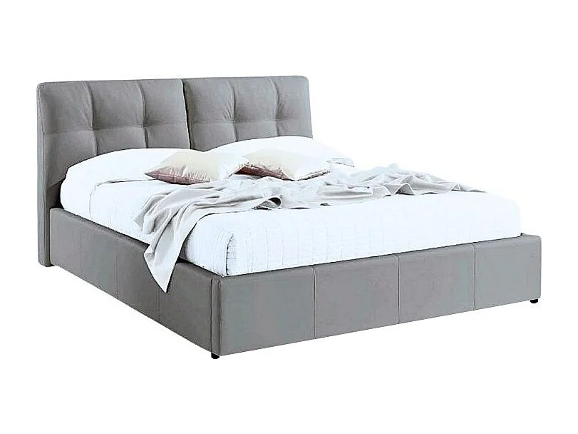 Letto matrimoniale con contenitore Melia tessuto grigio