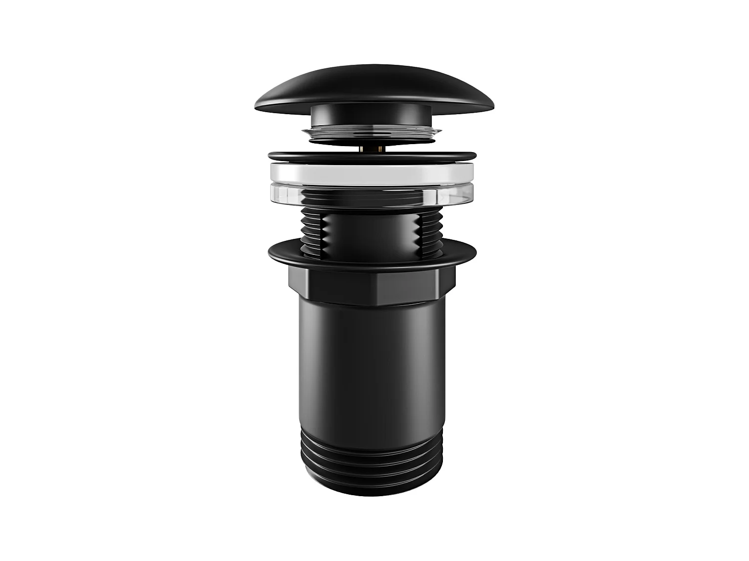 Piletta Click-Clack Universale 6.6 Cm In Ottone Nero Opaco Compatibile Con Lavabo E Bidet Con O Senza Troppopieno Design Moderno E Apertura A Pressione
