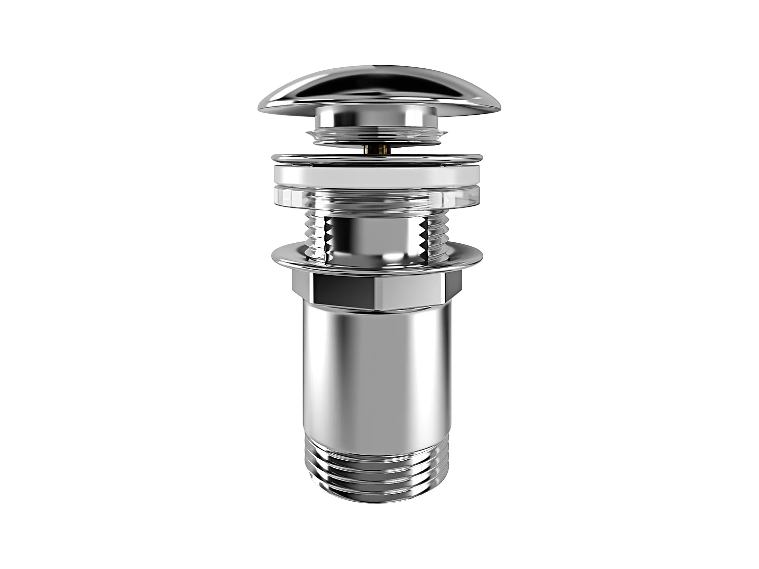 Piletta Click-Clack Universale 6.6 Cm In Ottone Cromato Compatibile Con Lavabo E Bidet Con O Senza Troppopieno Design Moderno E Apertura A Pressione