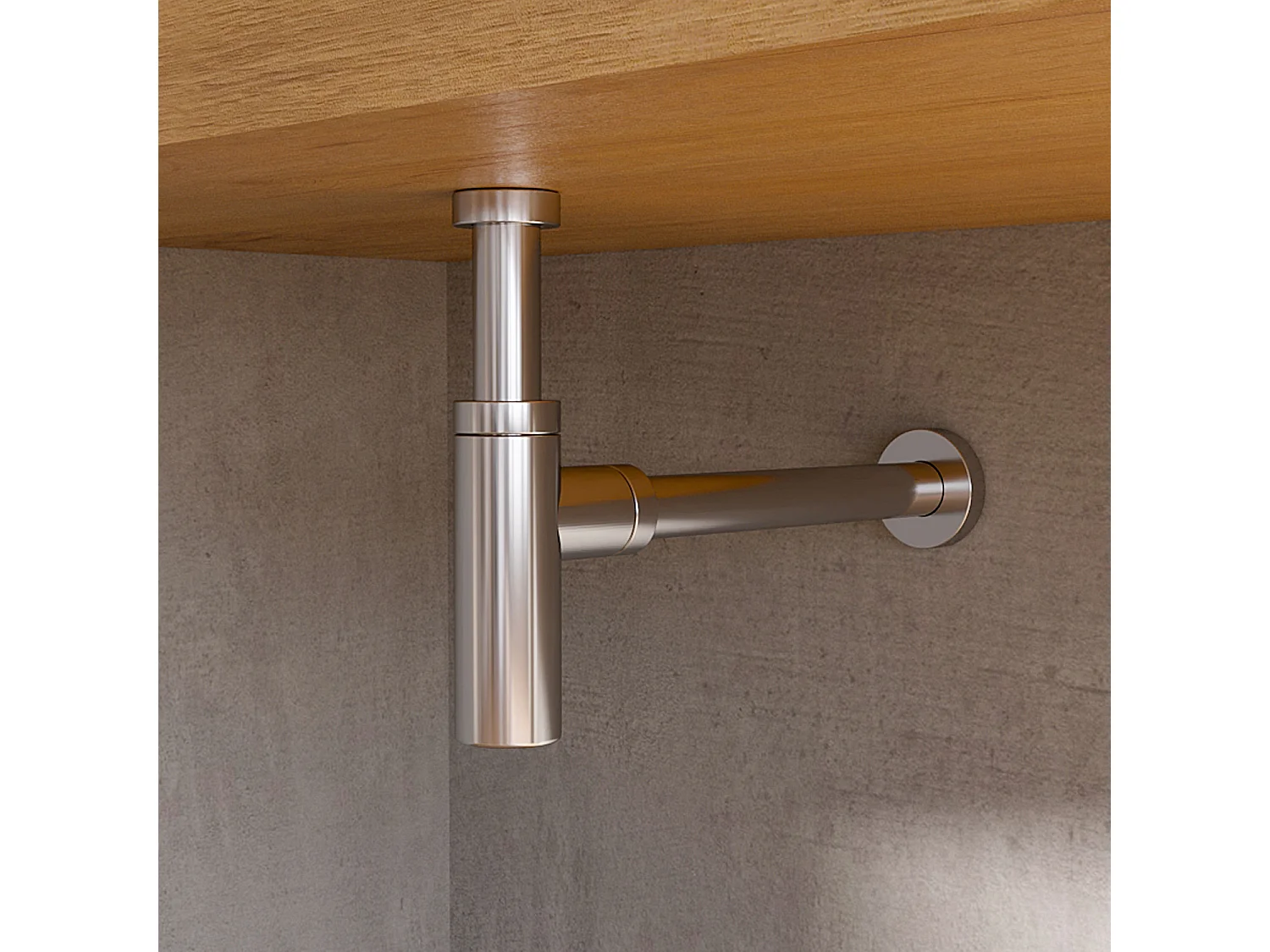 Sifone Di Scarico Tondo Universale In Ottone Cromato Scarico Lavabo 1"1/4 G Con H 12,5 Cm Profondità 32 Cm Accessorio Bagno Elegante Resistente Contro Cattivi Odori