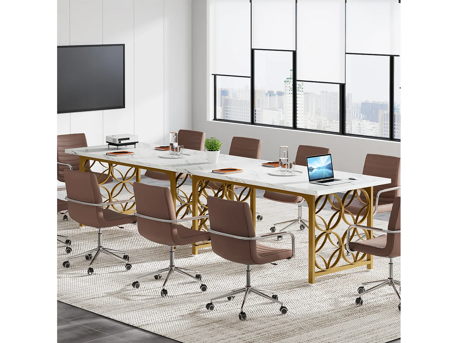 Mesa de Escritório para Computador Grande de 160 cm, Mesa de Escritório Moderna com Estrutura de Metal Resistente