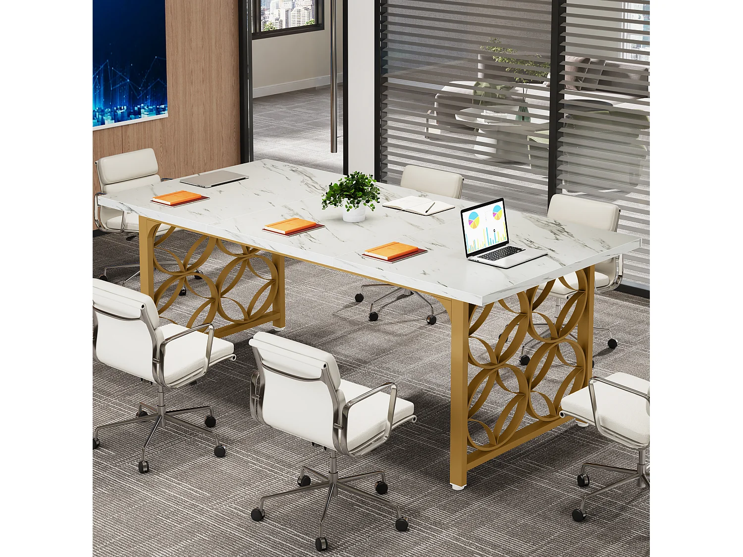 Mesa de Escritório para Computador Grande de 160 cm, Mesa de Escritório Moderna com Estrutura de Metal Resistente