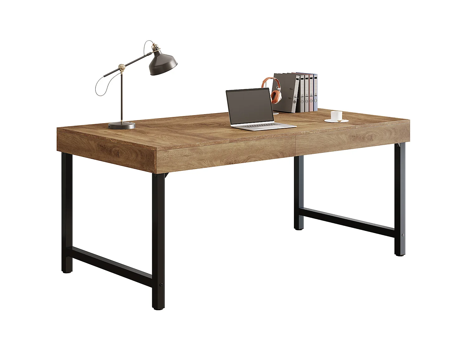 Mesa executiva industrial de 140 cm para escritório em casa, mesa de computador e laptop rústica e simples