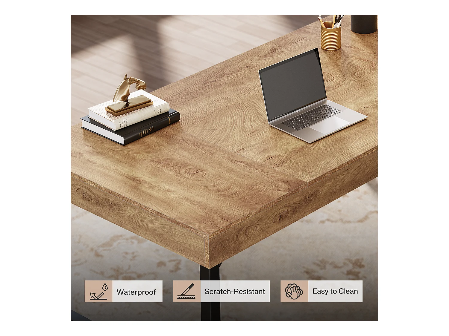 Mesa executiva industrial de 140 cm para escritório em casa, mesa de computador e laptop rústica e simples