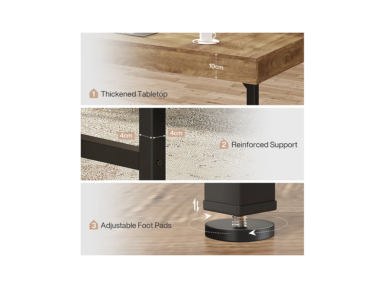 Bureau de direction industriel de 140 cm pour la maison et le bureau, bureau d'ordinateur portable rustique et simple