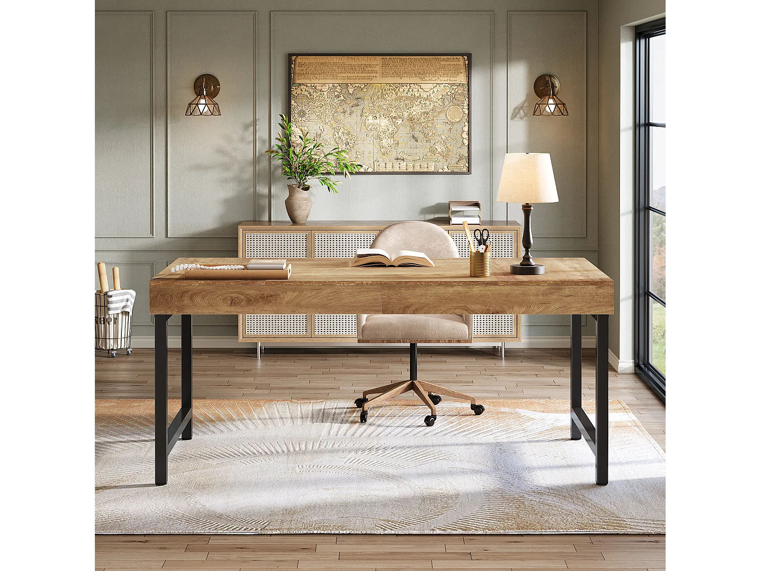 Bureau de direction industriel de 140 cm pour la maison et le bureau, bureau d'ordinateur portable rustique et simple