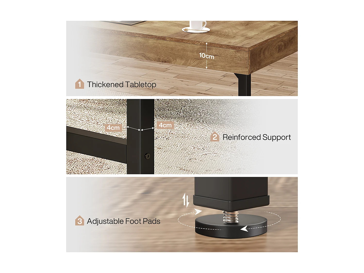 Bureau de direction industriel de 140 cm pour la maison et le bureau, bureau d'ordinateur portable rustique et simple