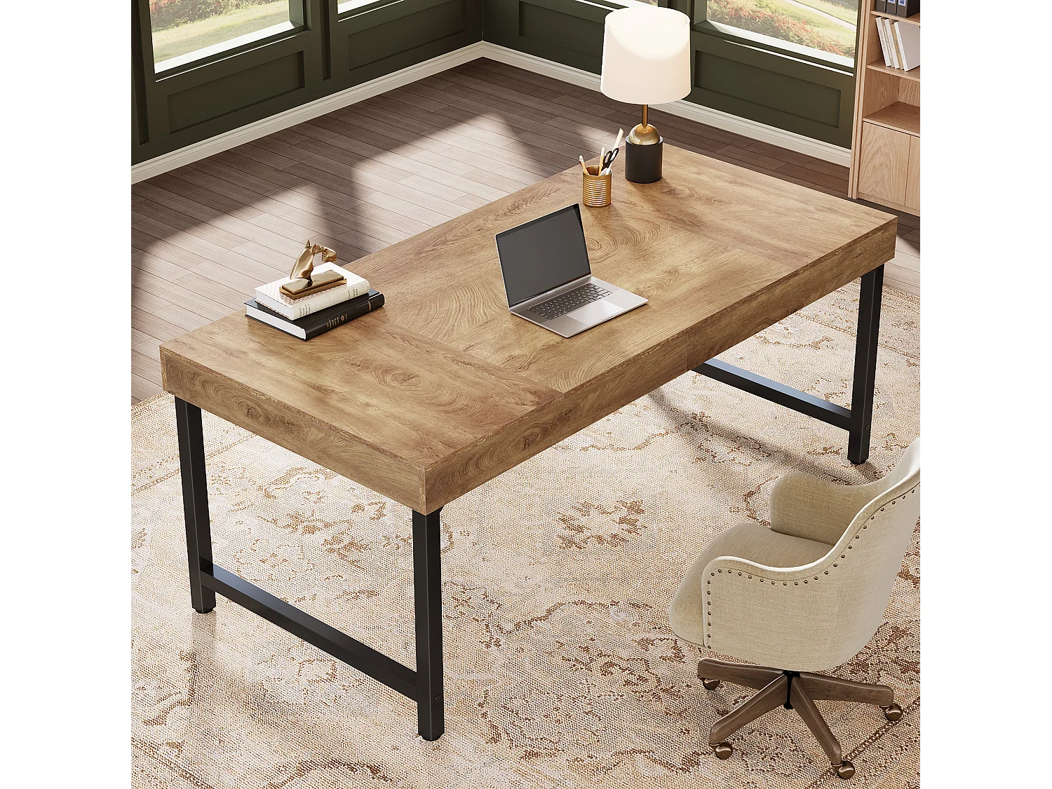 Bureau de direction industriel de 140 cm pour la maison et le bureau, bureau d'ordinateur portable rustique et simple