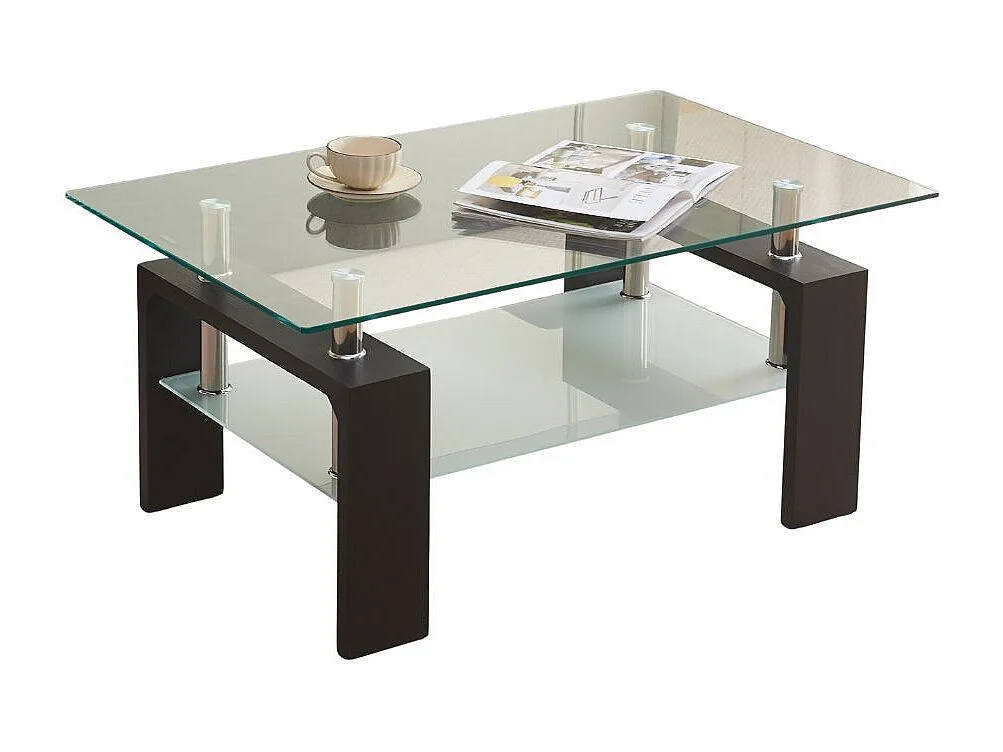 Tavolino nero con due ripiani in vetro Titania 110x60x45H