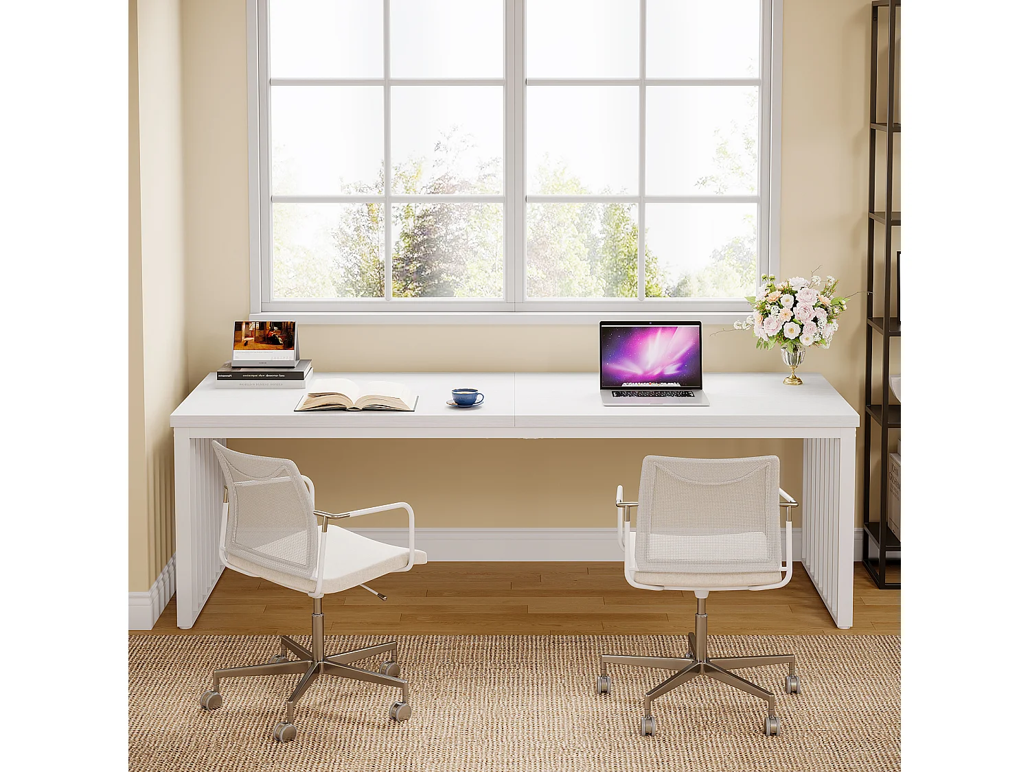 180 cm bureau, groot computerbureau, pc-bureau, kantoorbureau met stevig metalen frame