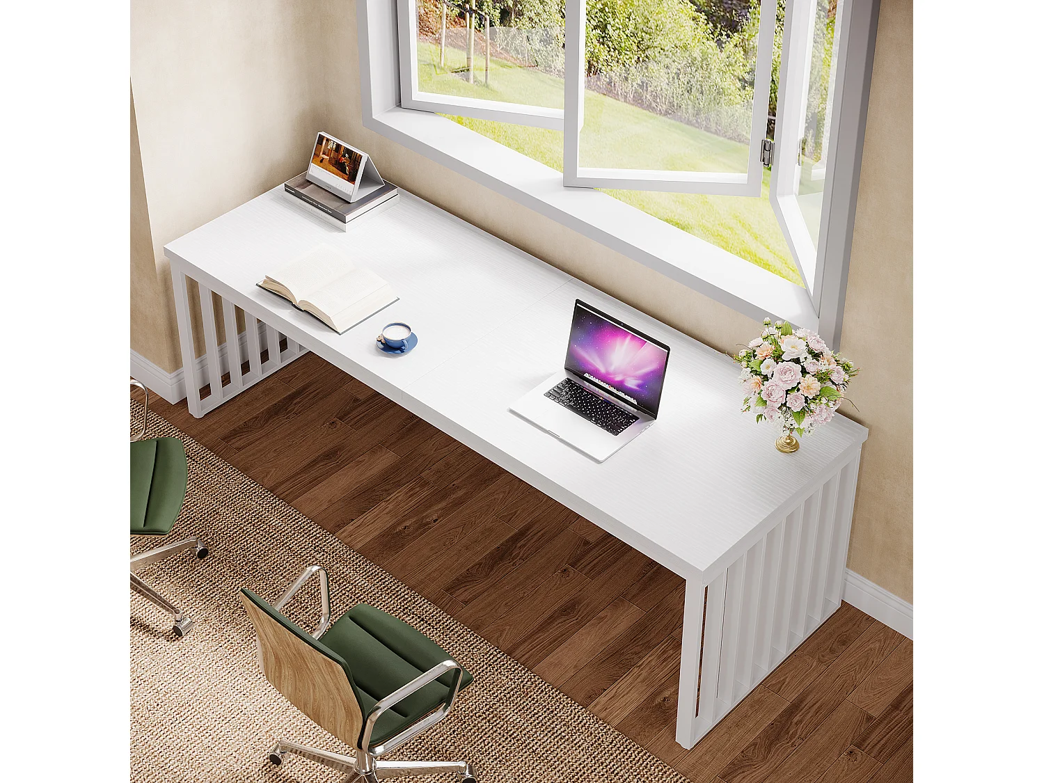 180 cm bureau, groot computerbureau, pc-bureau, kantoorbureau met stevig metalen frame