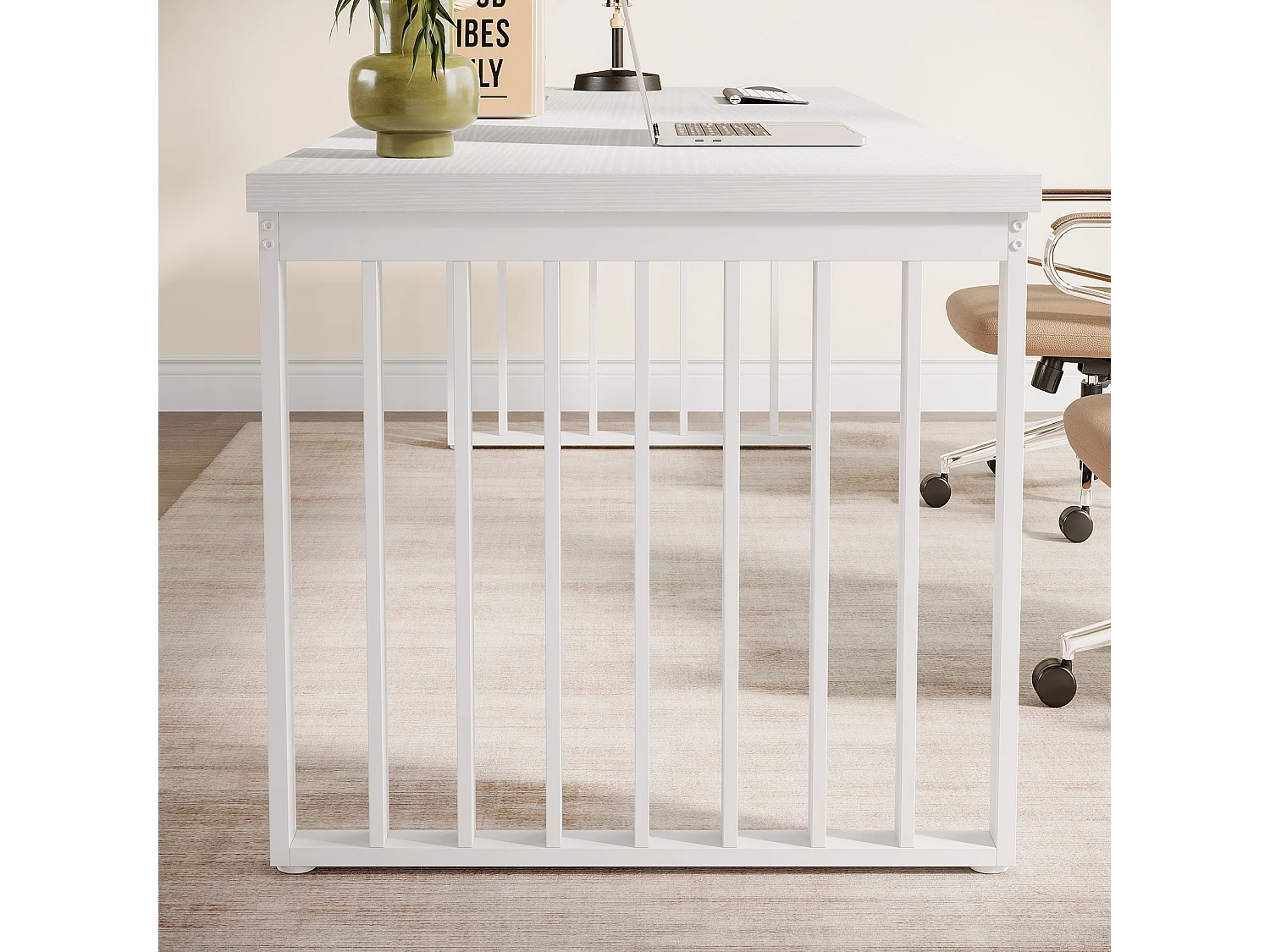 Bureau de 180 cm, grand bureau d'ordinateur, bureau PC, bureau avec cadre en métal robuste