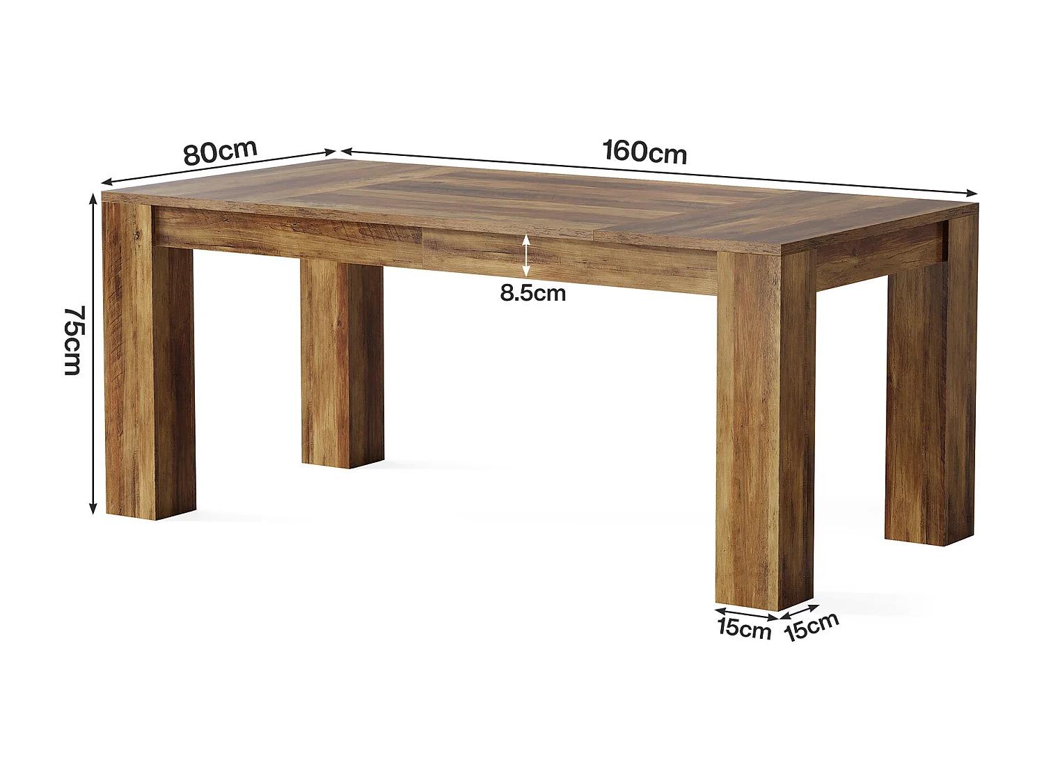 Bureau de direction 160 cm, grand bureau d'ordinateur, table de travail simple