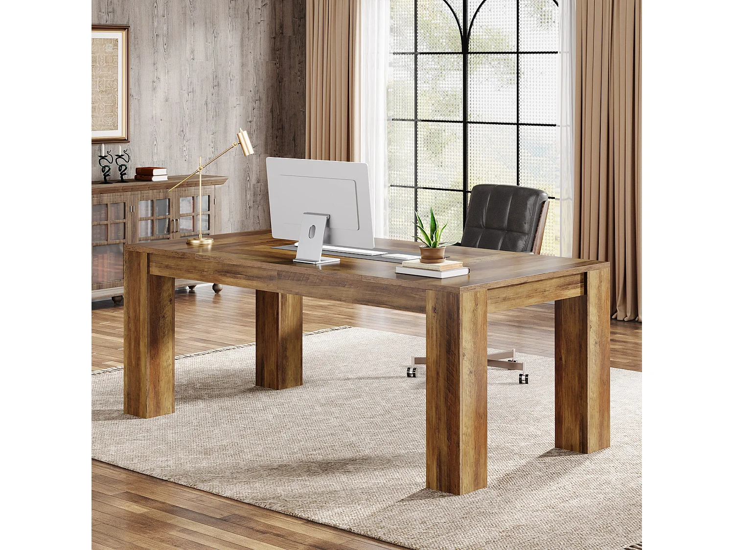 Bureau de direction 160 cm, grand bureau d'ordinateur, table de travail simple