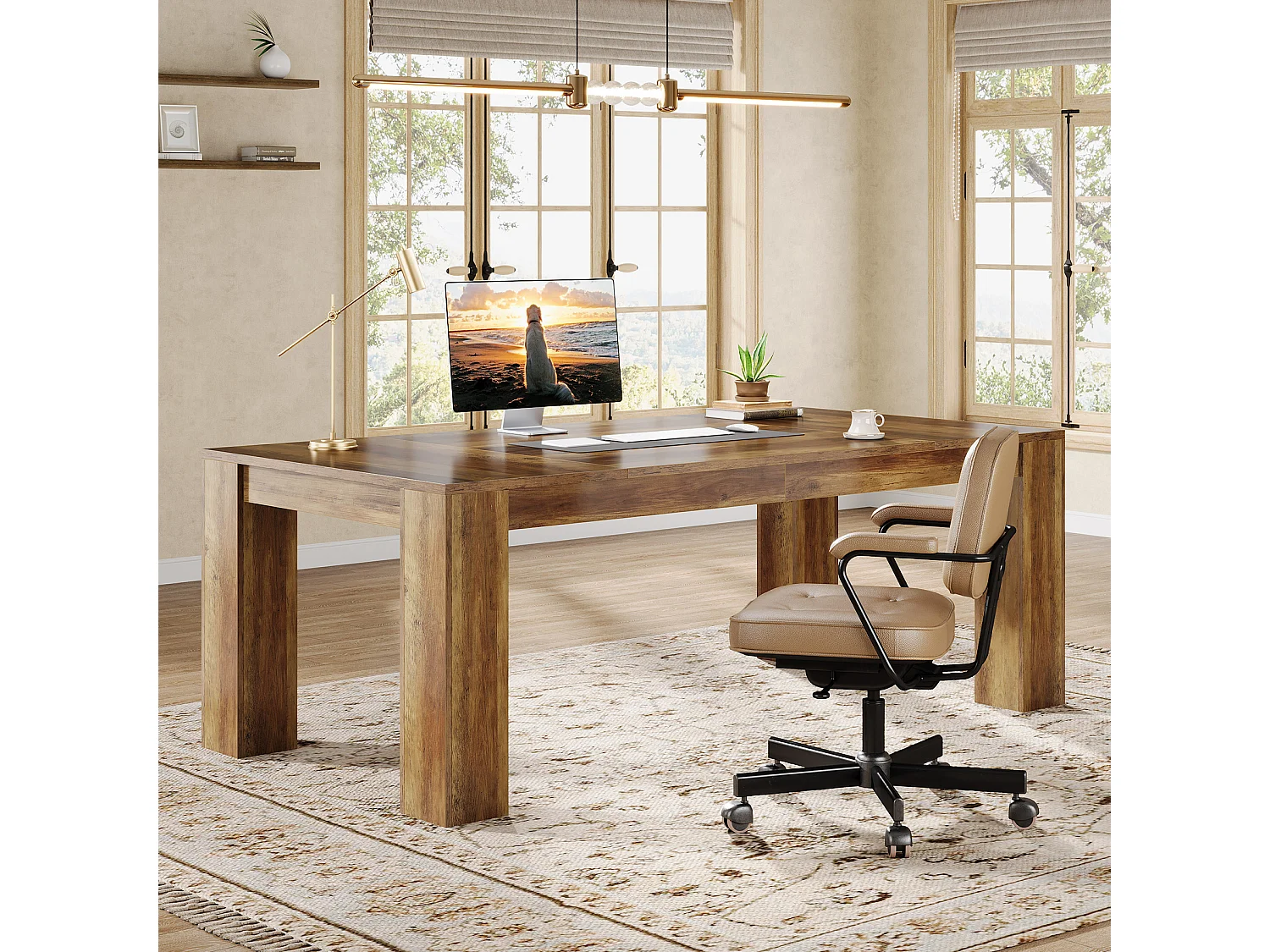 Bureau de direction 160 cm, grand bureau d'ordinateur, table de travail simple