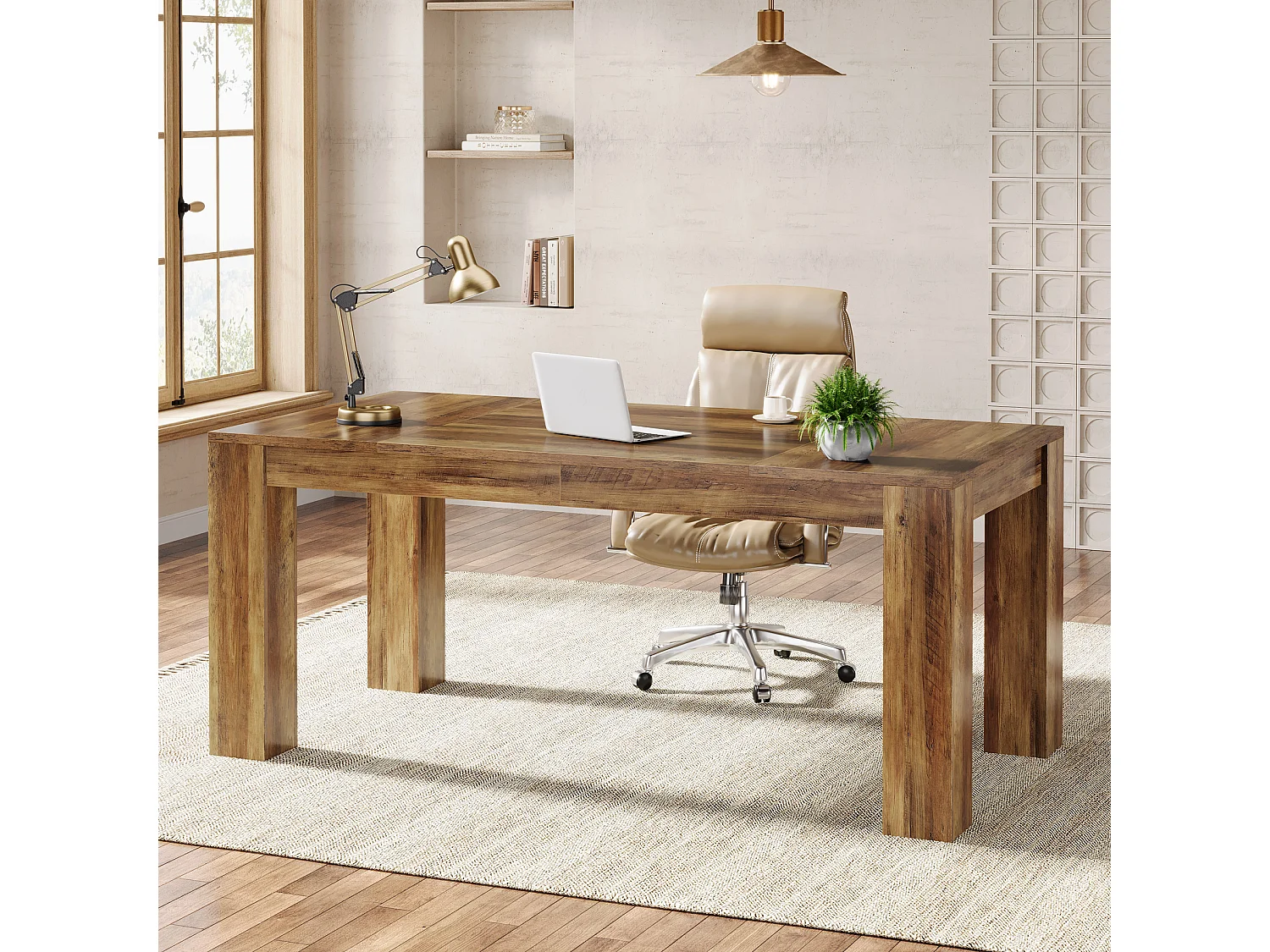 Bureau de direction 160 cm, grand bureau d'ordinateur, table de travail simple