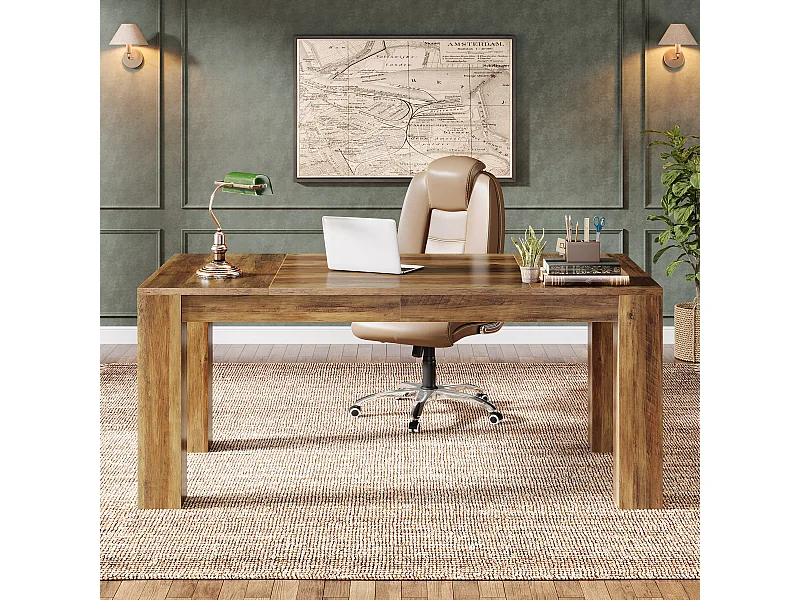 Bureau de direction 160 cm, grand bureau d'ordinateur, table de travail simple