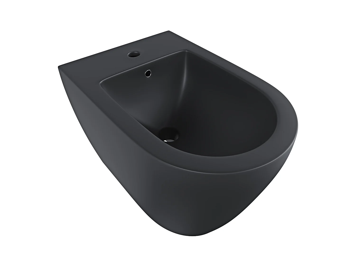 Coppia Sanitari Filomuro Filo Muro Filo Parete Vaso WC E Bidet Design Moderno In Ceramica Con Copriwater Chiusura Soft Close Chiusura Rallentata Colore Nero Opaco