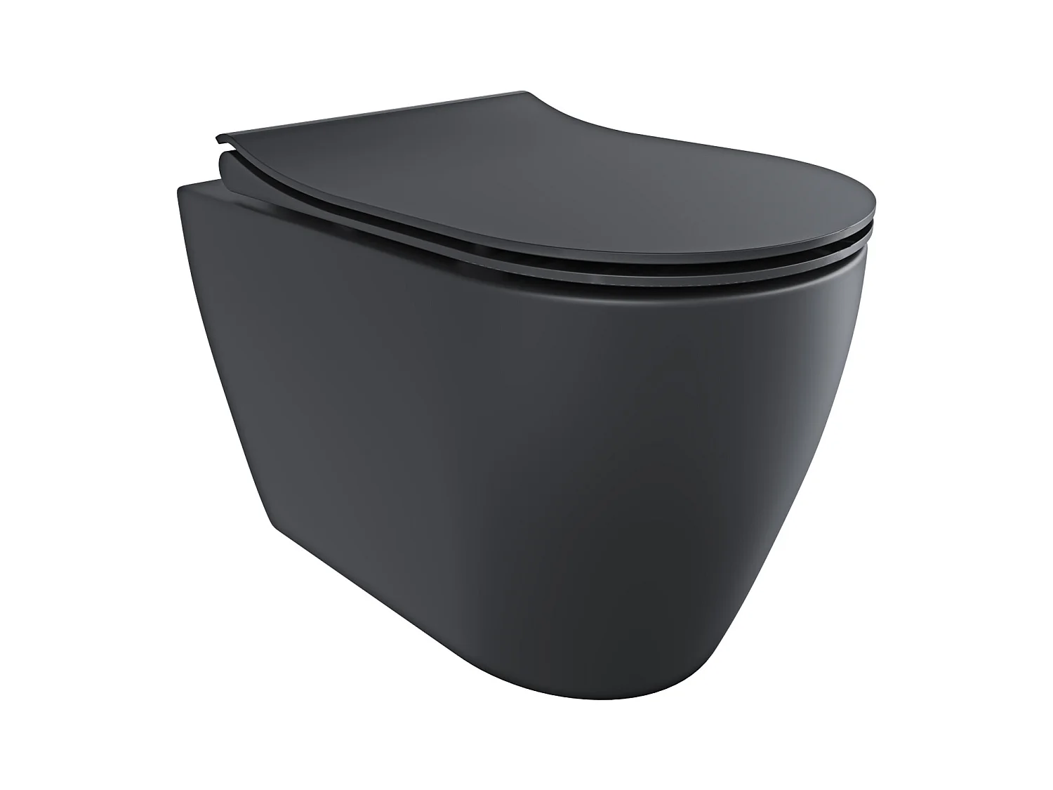 Coppia Sanitari Filomuro Filo Muro Filo Parete Vaso WC E Bidet Design Moderno In Ceramica Con Copriwater Chiusura Soft Close Chiusura Rallentata Colore Nero Opaco