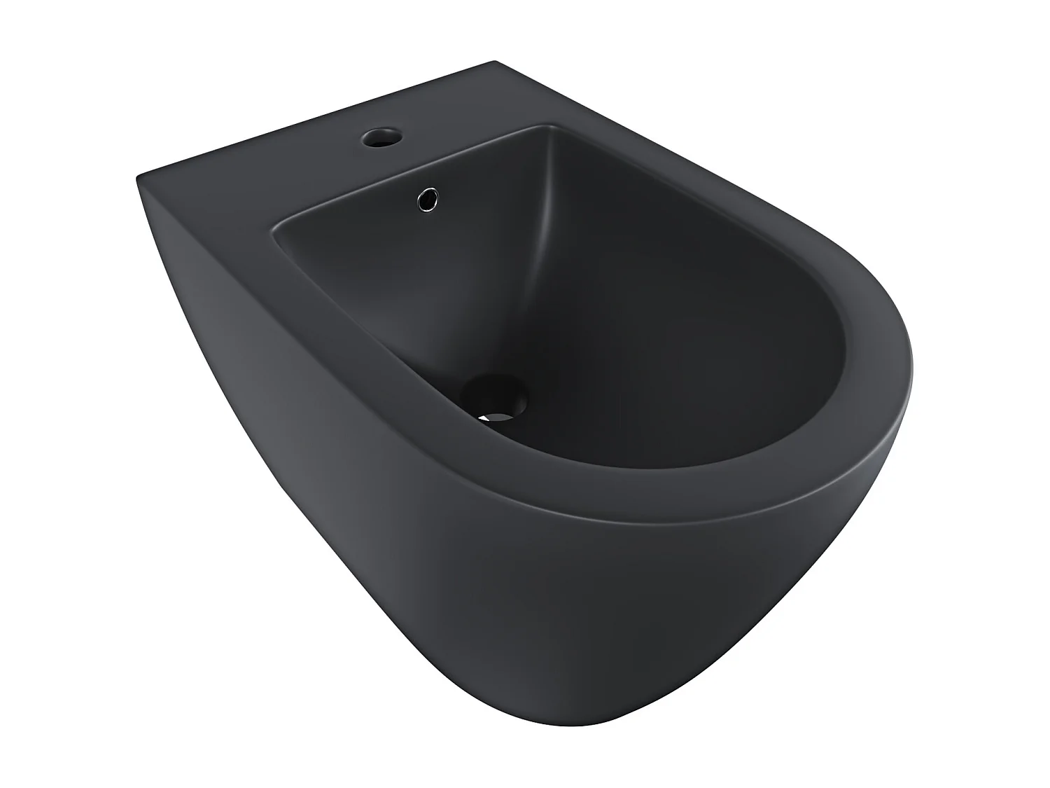 Coppia Sanitari Filomuro Filo Muro Filo Parete Vaso WC E Bidet Design Moderno In Ceramica Con Copriwater Chiusura Soft Close Chiusura Rallentata Colore Nero Opaco