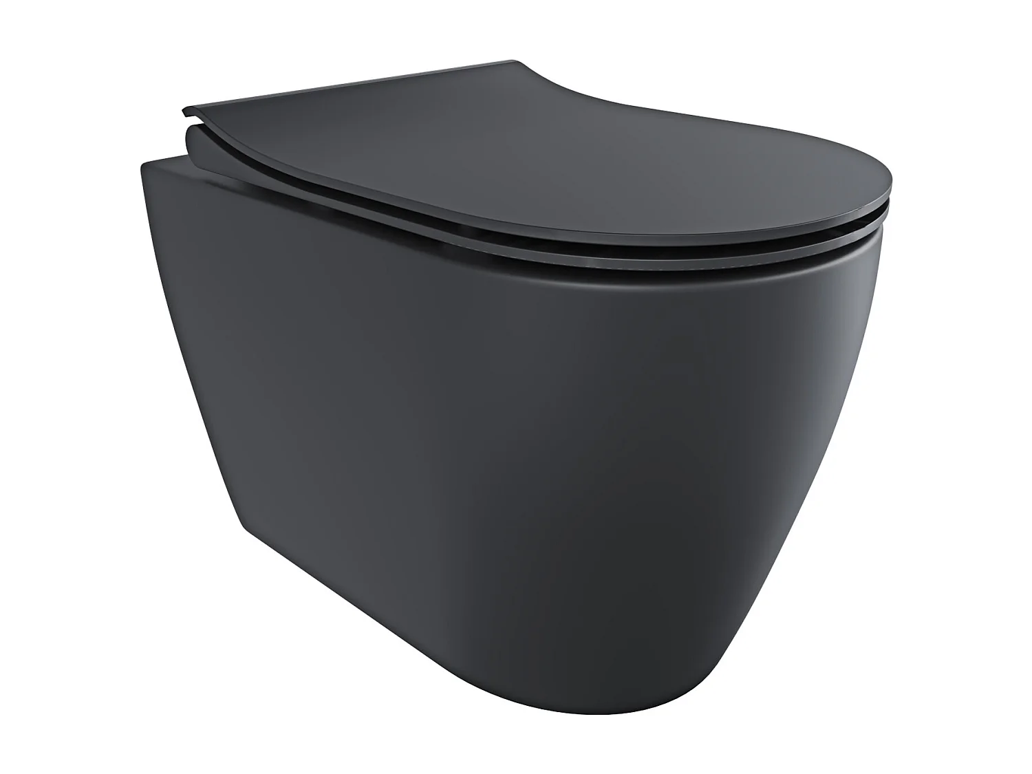 Coppia Sanitari Filomuro Filo Muro Filo Parete Vaso WC E Bidet Design Moderno In Ceramica Con Copriwater Chiusura Soft Close Chiusura Rallentata Colore Nero Opaco