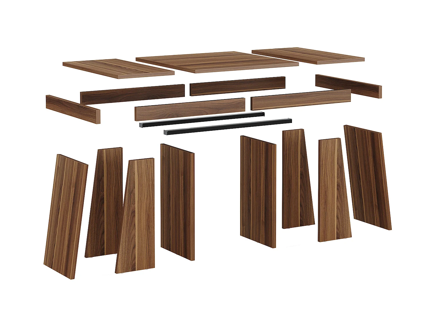 Biurko biurowe 140 cm, styl Mid-Century Modern, z podwójną podstawą trapezową