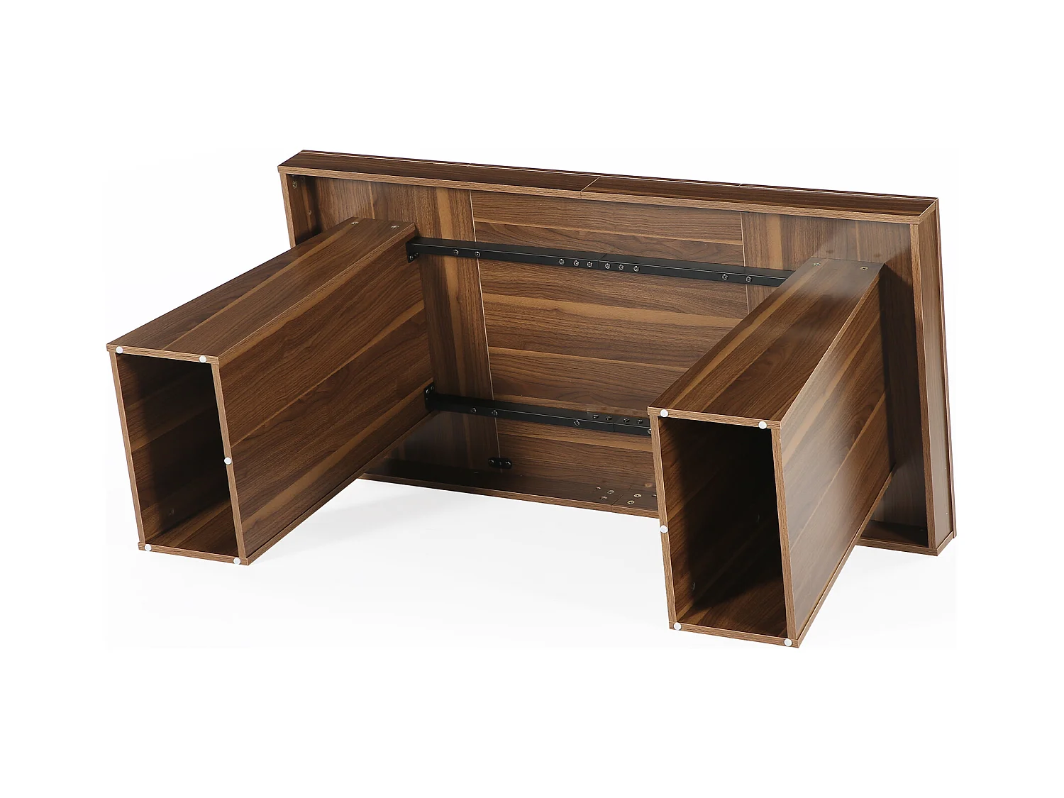 Biurko biurowe 140 cm, styl Mid-Century Modern, z podwójną podstawą trapezową