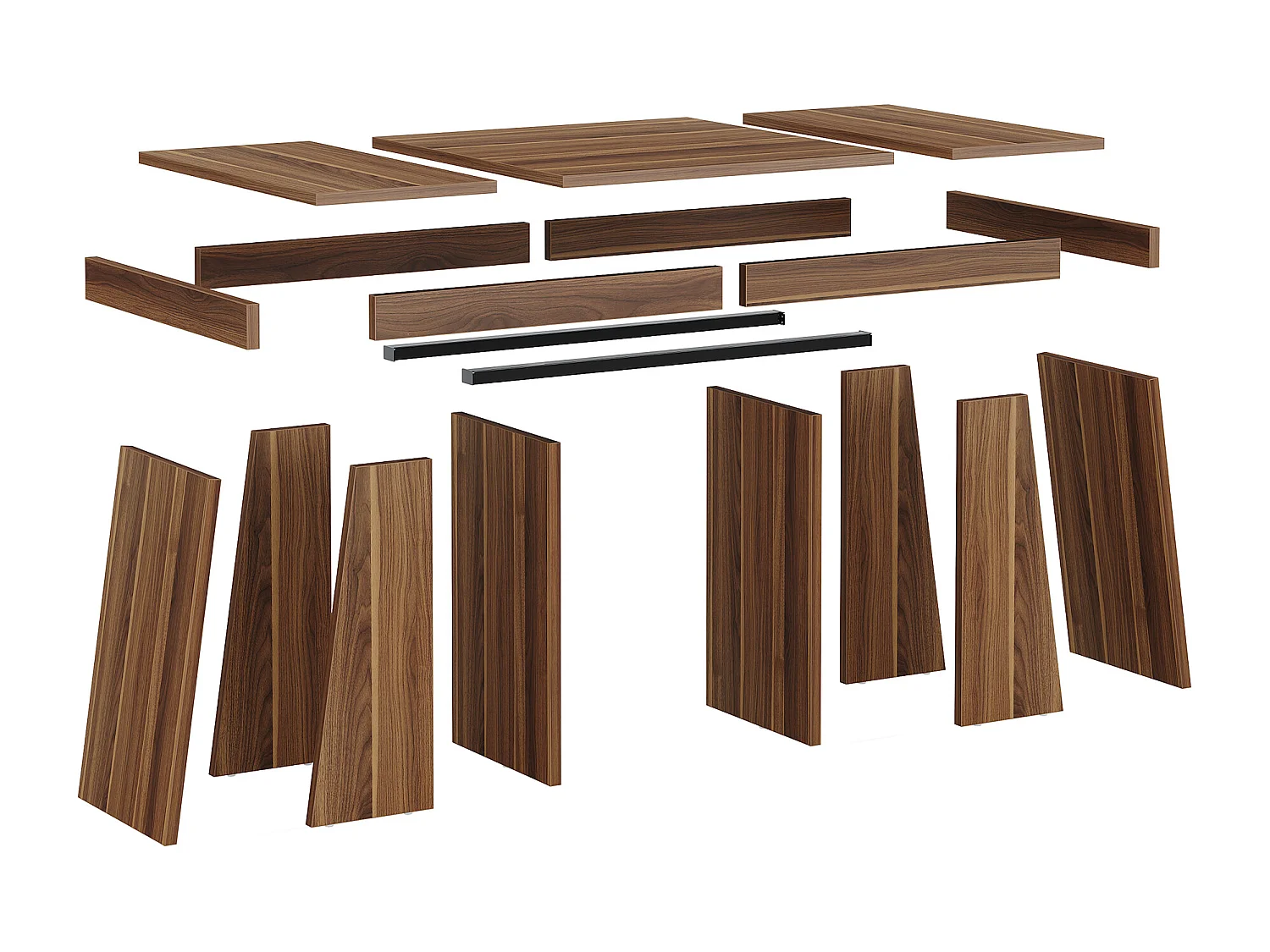 Bureau de direction de 140 cm, bureau moderne du milieu du siècle avec base trapézoïdale double