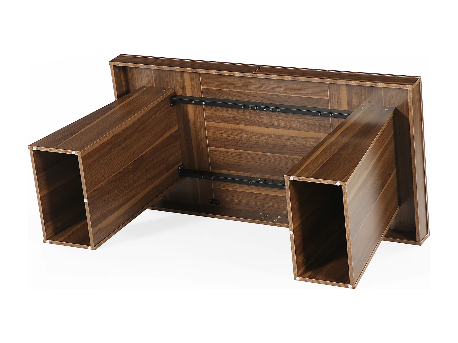 Bureau de direction de 140 cm, bureau moderne du milieu du siècle avec base trapézoïdale double