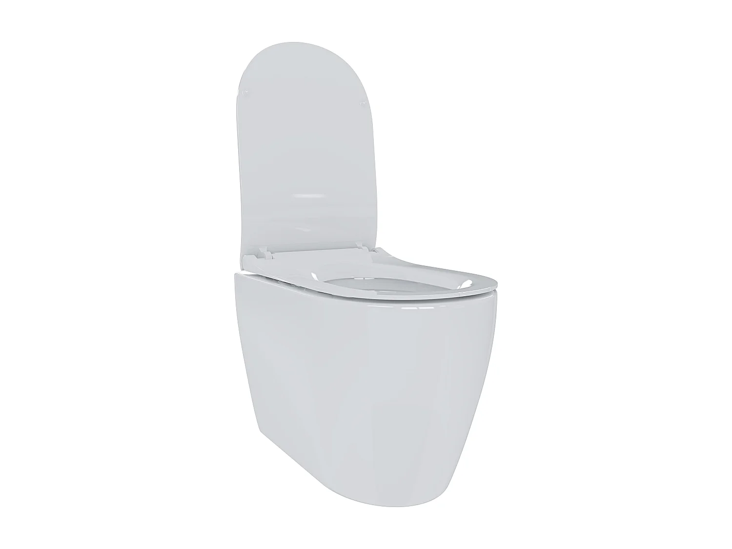 Coppia Sanitari Filomuro Filo Muro Filo Parete Vaso WC E Bidet Design Moderno In Ceramica Con Copriwater Chiusura Soft Close Chiusura Rallentata Bianco Lucido