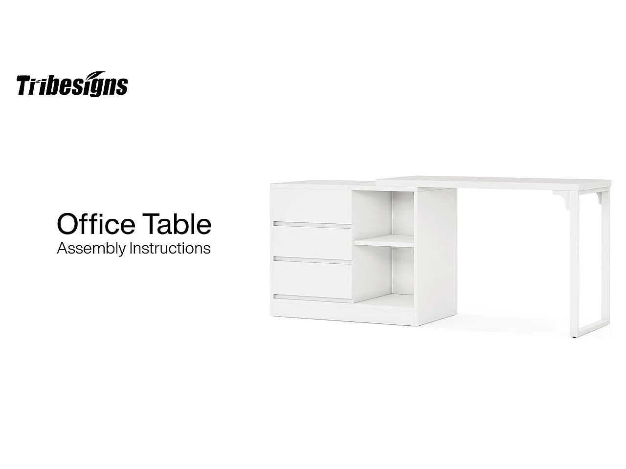 Bureau d'ordinateur en L avec tiroirs et étagères, bureau d'angle blanc réversible