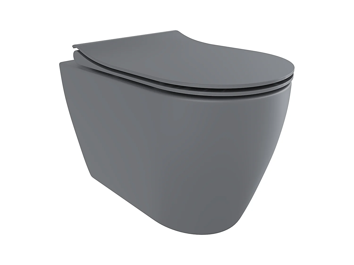 Coppia Sanitari Filomuro Filo Muro Filo Parete Vaso WC E Bidet Design Moderno In Ceramica Con Copriwater Chiusura Soft Close Chiusura Rallentata Colore Grigio Opaco