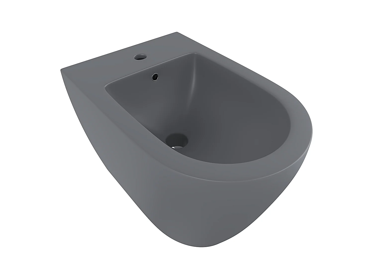 Coppia Sanitari Filomuro Filo Muro Filo Parete Vaso WC E Bidet Design Moderno In Ceramica Con Copriwater Chiusura Soft Close Chiusura Rallentata Colore Grigio Opaco