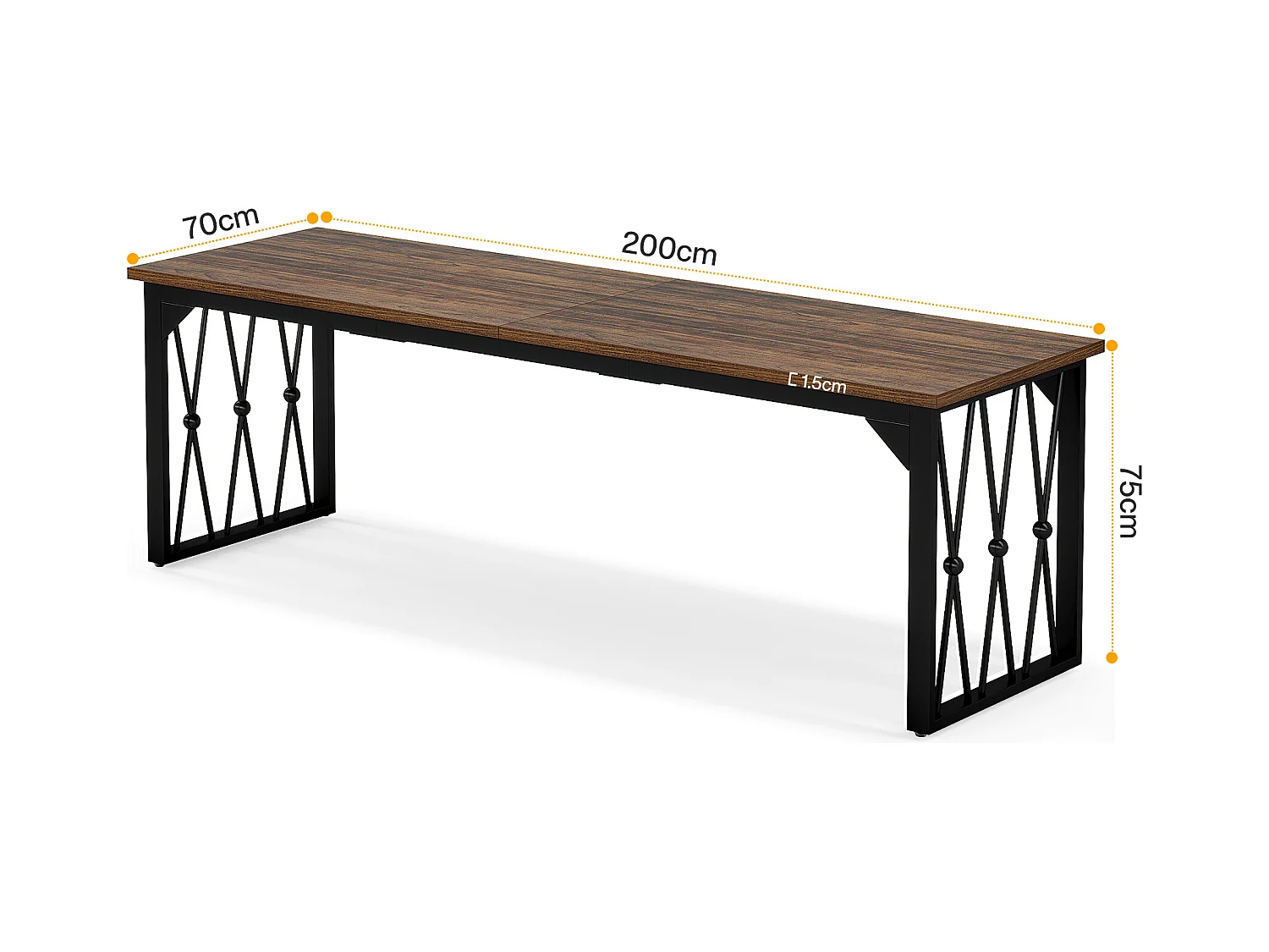 Bureau Bureau d'ordinateur 200 x 70 x 75 cm Bureau d'ordinateur double long