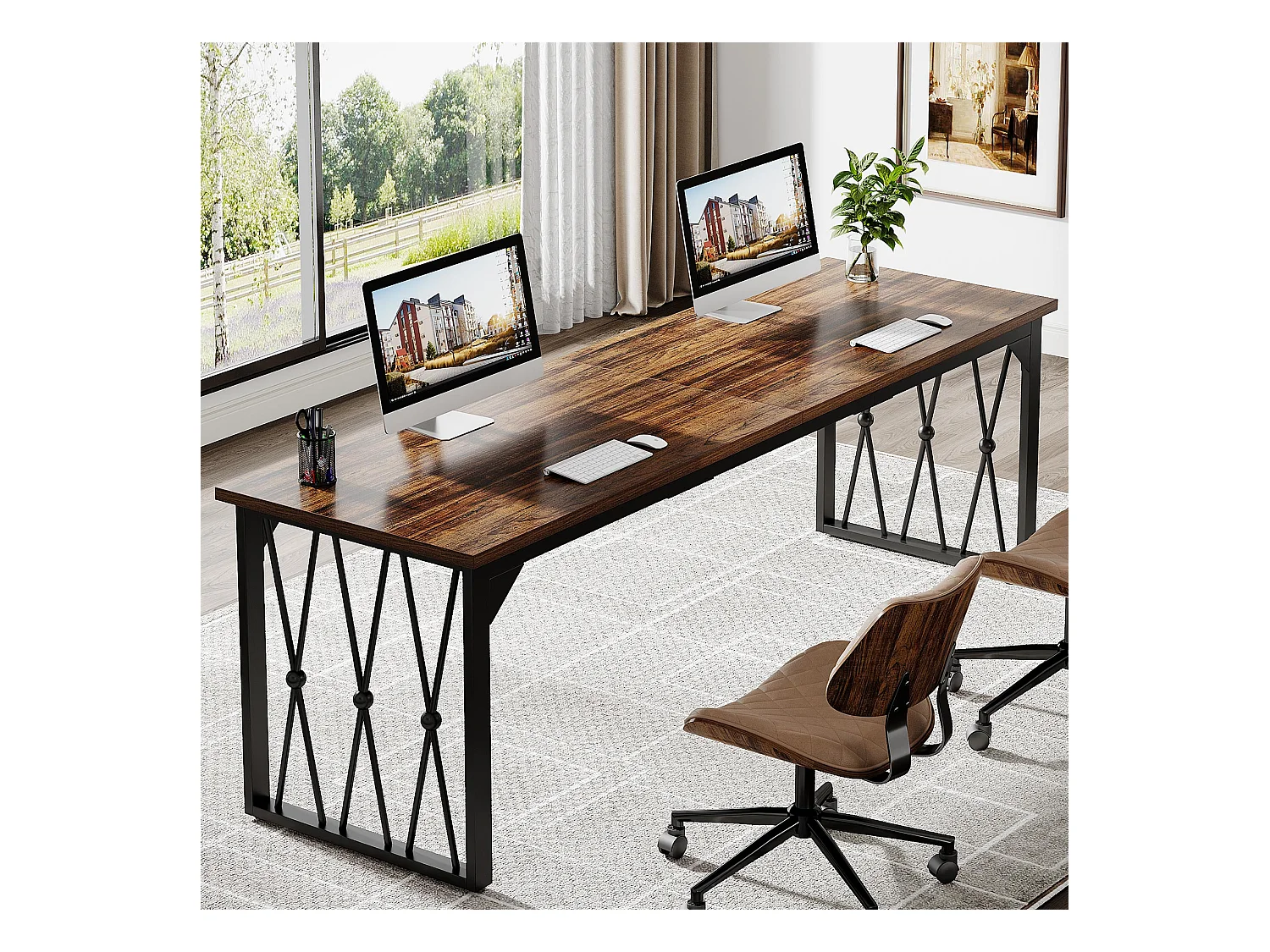 Bureau Bureau d'ordinateur 200 x 70 x 75 cm Bureau d'ordinateur double long