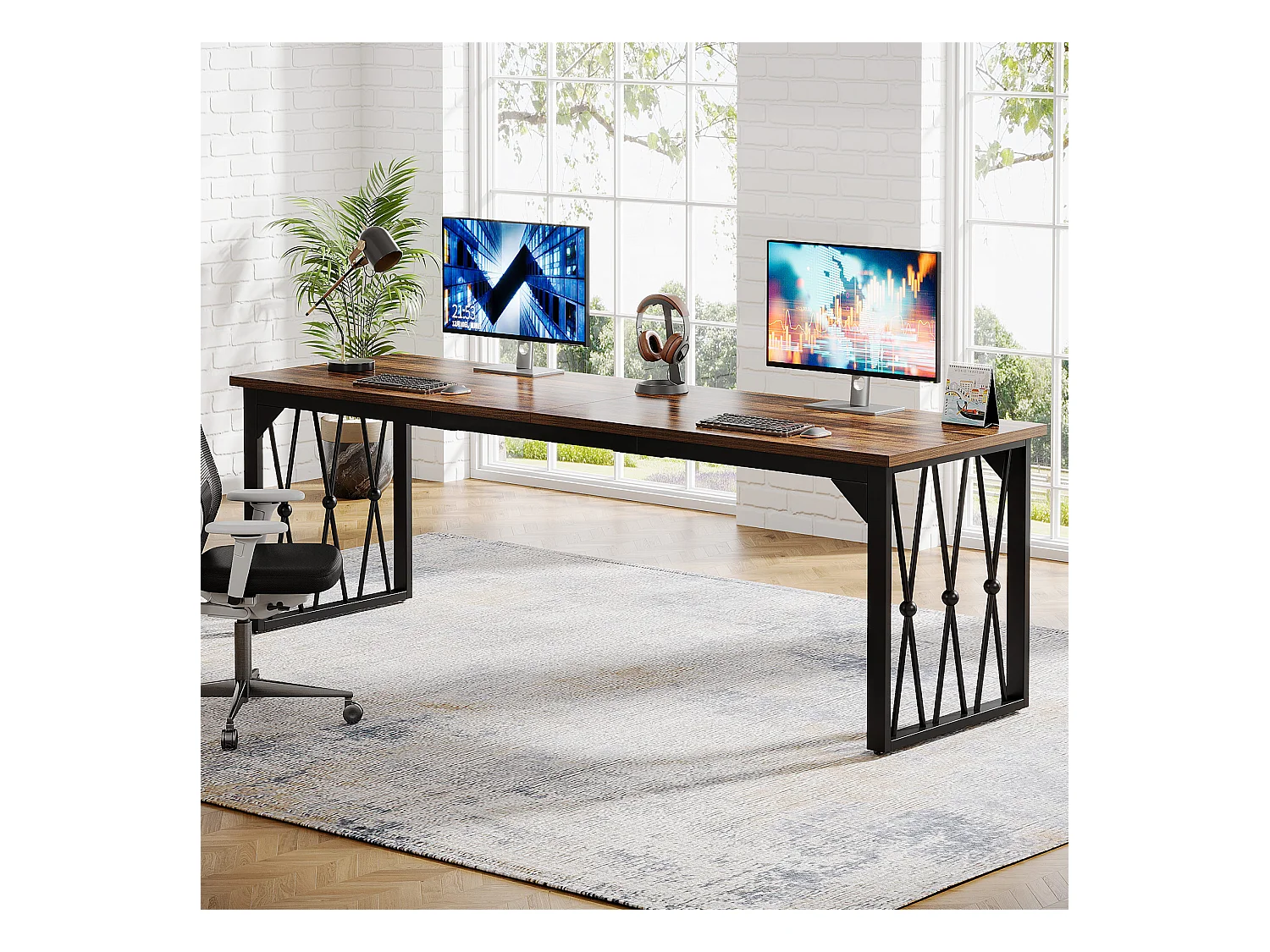 Bureau Bureau d'ordinateur 200 x 70 x 75 cm Bureau d'ordinateur double long