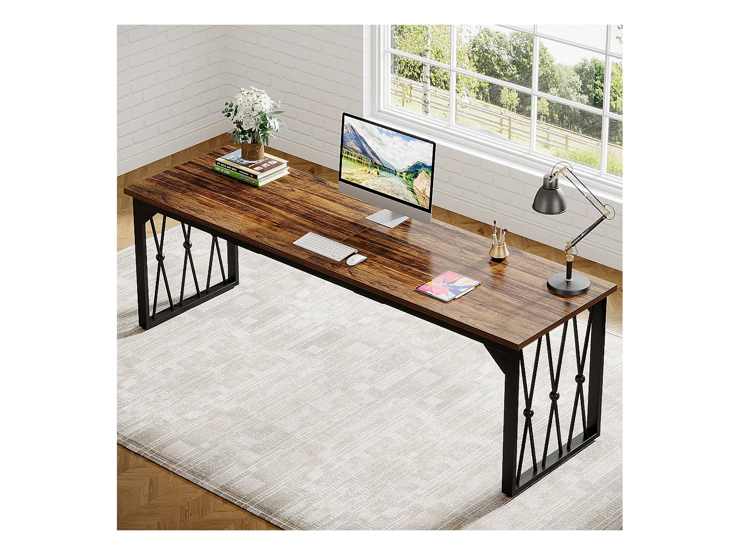 Bureau Bureau d'ordinateur 200 x 70 x 75 cm Bureau d'ordinateur double long