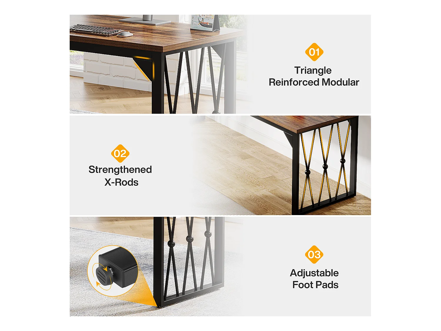 Bureau Bureau d'ordinateur 200 x 70 x 75 cm Bureau d'ordinateur double long