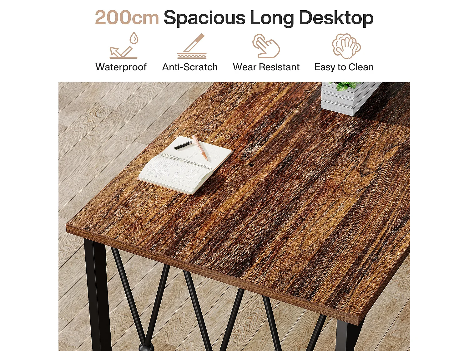 Bureau Bureau d'ordinateur 200 x 70 x 75 cm Bureau d'ordinateur double long